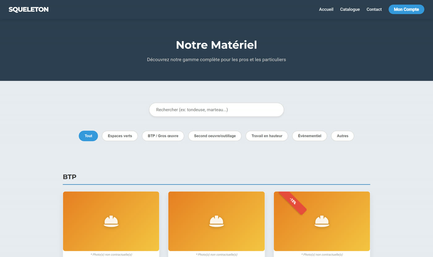 Catalogue filtrable, disponibilité en direct
