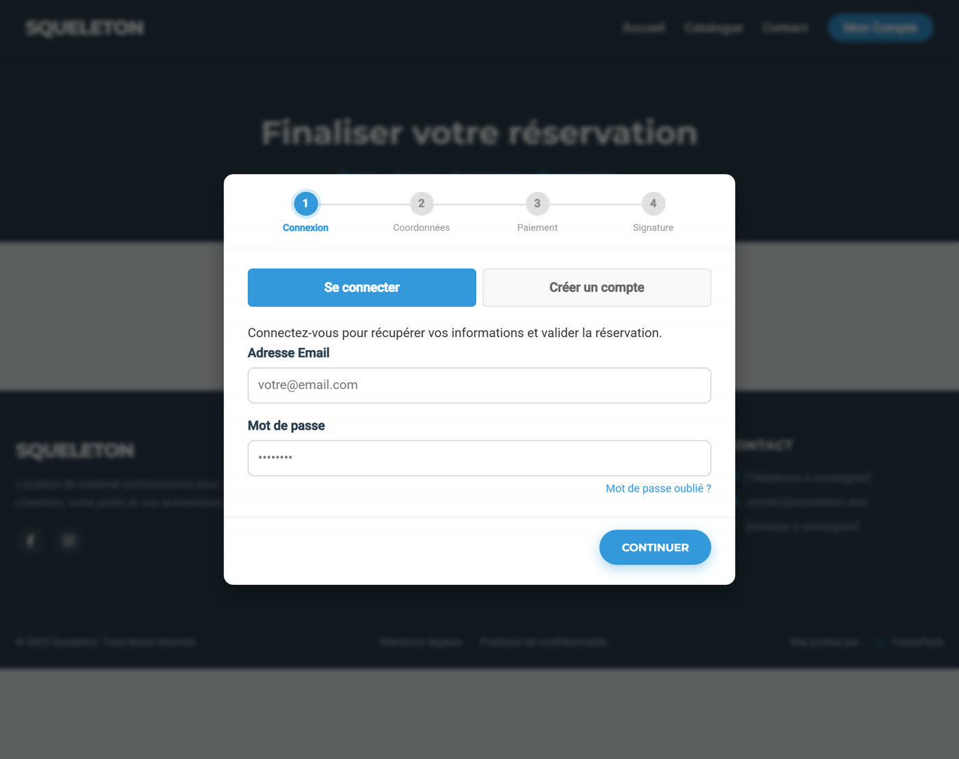 Réservation en 4 étapes, signature comprise